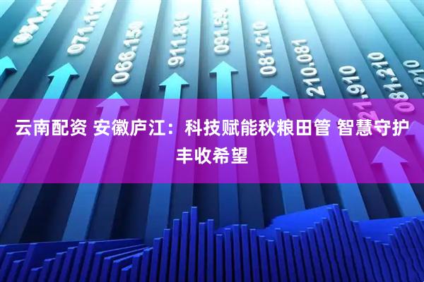 云南配资 安徽庐江：科技赋能秋粮田管 智慧守护丰收希望
