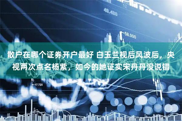 散户在哪个证券开户最好 白玉兰视后风波后，央视两次点名杨紫，如今的她证实宋丹丹没说错